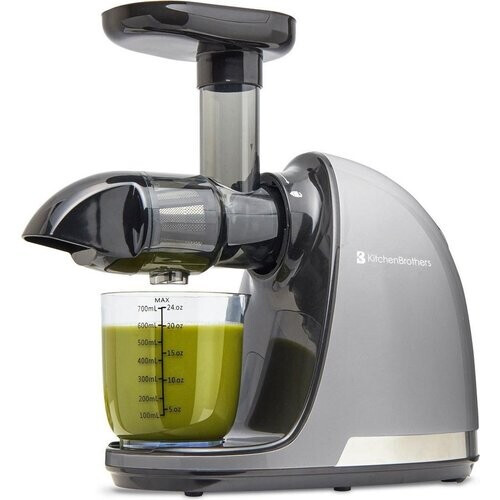 Tweedekans KitchenBrothers Slowjuicer - Juicer - Groenten en Fruitpers - 700ml Sapbeker - 1400ml Pulpcontainer - Grijs