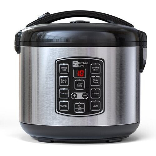 Tweedekans KitchenLove Rijstkoker Multicooker – Voorzien Van LED Display En Ingebouwde Slowcooker En Smart Stoomfunctie – Voor Keuken – Zwart En Roestvrij Staal – 1,8 Liter