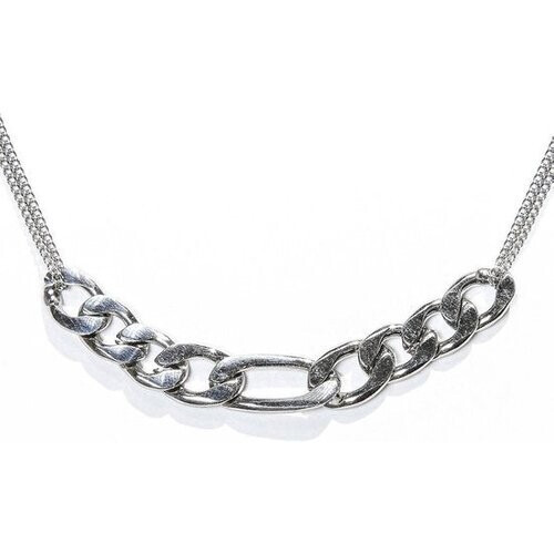 Tweedekans Laura Ferini Dames Ketting Romana Zilver - Zilverkleurige Ketting Met Schakel - 18K Witgoud Verguld - Halsketting - Collier- Sieraad - Accessoires - Dames Ketting Met Hanger