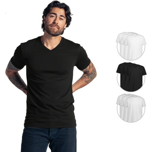 Tweedekans LebasQ Bamboo T-Shirt 3-pack - zwart - maat M - V-hals heren