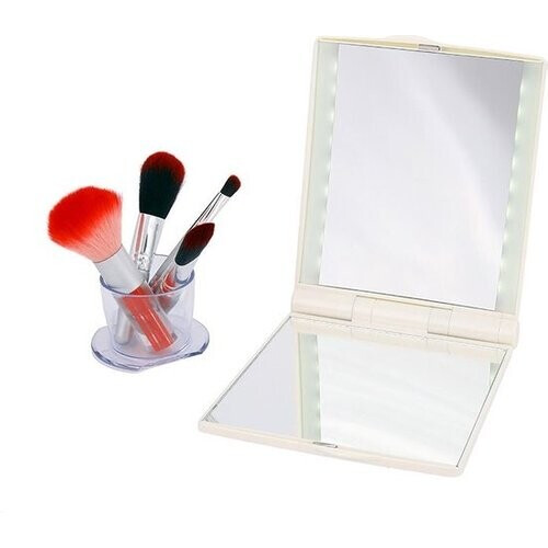 Tweedekans LED Make-up Spiegel met 3x Vergroting – Verlichte Draagbare Cosmeticaspiegel met Swarovski Kristal – Compacte Make-upspiegel voor Thuis & Onderweg – Voor Nauwkeurige Make-up, Epileren en Skincare – Wit