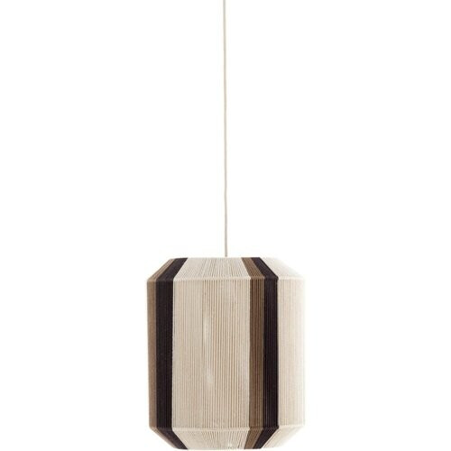 Tweedekans Light & Living Hanglamp Kozana – Ø 36 x 43 cm – Stijlvolle Textiel Lamp In Crème/Donkerbruin – Sfeervolle Ronde Verlichting Voor Woonkamer – Exclusief Lichtbron – E27