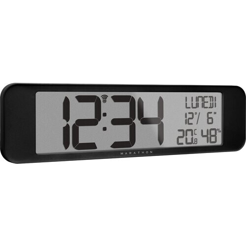 Tweedekans Marathon Vancouver Radiogestuurde Kalenderklok – Zwart – 36,8 x 23,5 cm – Ultrawide Display met Grote Cijfers