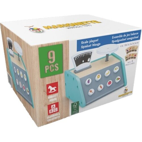 Tweedekans Marionette Wooden Toys Speelgoed Weegschaal - Met 9 Kaartjes - Leerspeelgoed - FSC Keurmerk - Hout