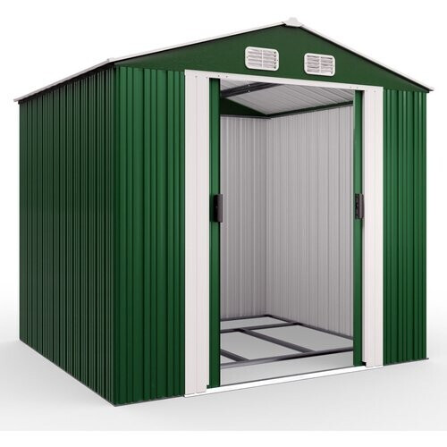 Tweedekans Metalen Tuinhuis - 5m² Fundering Schuifdeuren - 257 x 205 x 177,5 cm