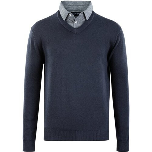 Tweedekans Milanoro - Herenpullover met overhemdkraag - Navy - M