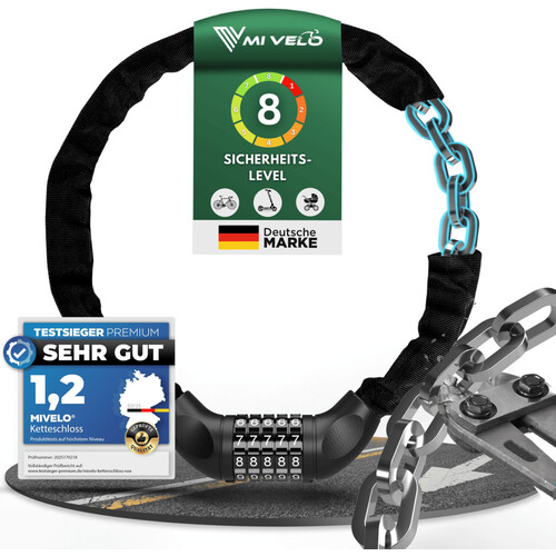 Tweedekans MIVELO Fietsketting met Cijferslot – 90 cm – Staal – Zwart – Veilig & Universeel