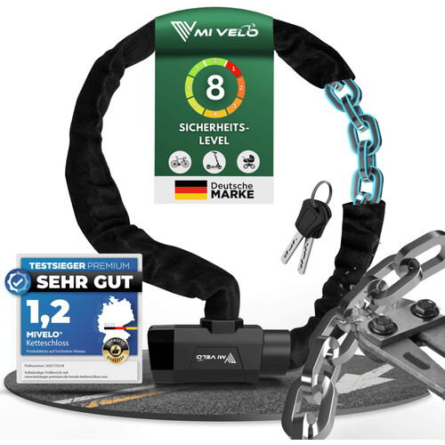Tweedekans MIVELO Fietsketting - 6mm - Gehard Staal - Met Sleutelslot - 90 CM