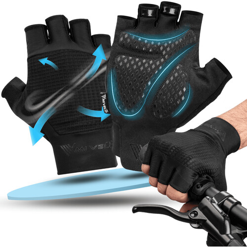 Tweedekans MIVELO Gevoerde Fietshandschoenen - Zomermodel - Ademend en Vingerloos - Sterke Grip - Zwart - Maat XL