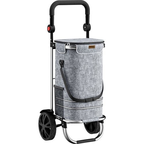 Tweedekans Monzana 2in1 Boodschappentrolley – 56L tot 50kg Afneembare Tas – Grijs