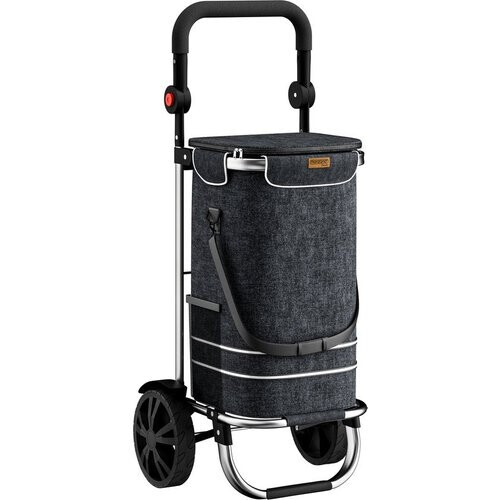 Tweedekans Monzana Boodschappentrolley – 56L tot 50kg Afneembare Tas – Zwart