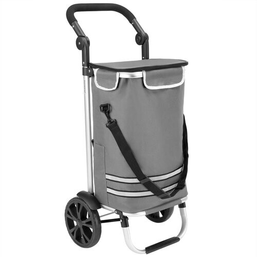 Tweedekans Monzana 2in1 Boodschappentrolley – 56L tot 50kg Afneembare Tas – Grijs