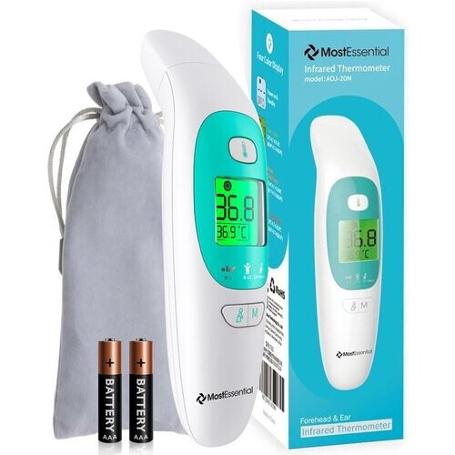 Tweedekans MostEssential Premium Koortsthermometer – Oorthermometer & Voorhoofd – Contactloos – Volwassenen, Kinderen, Baby – 20M