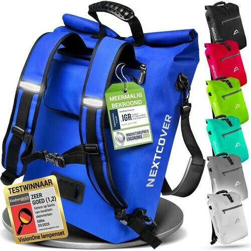 Tweedekans Nextcover 3in1 Fietstas Enkel voor Bagagedrager [PVC vrij] | Waterdichte Fietstas, Rugzak en Schoudertas 25L | Ideaal voor Laptop en Wekelijkse Aankopen | Fiets Tas Enkele | Fietstassen