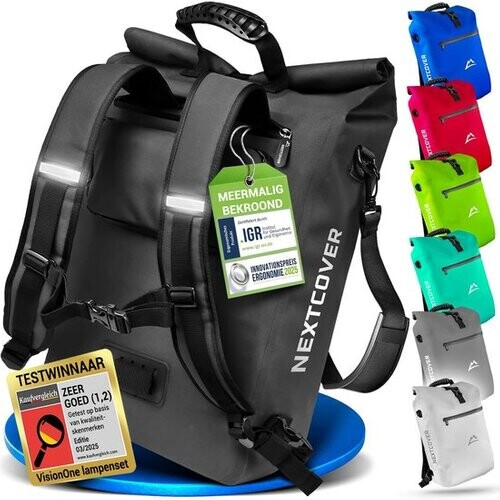 Tweedekans Nextcover 3in1 Fietstas Enkel voor Bagagedrager [PVC vrij] | Waterdichte Fietstas, Rugzak en Schoudertas 25L | Ideaal voor Laptop en Wekelijkse Aankopen | Fiets Tas Enkele | Fietstassen
