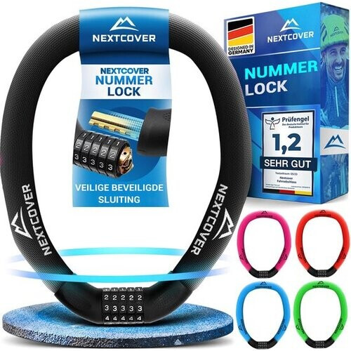 Tweedekans NEXTCOVER® Cijferslot Fietsslot - Het origineel - [SAFESECURE] Hoge veiligheid - Fietssloten met 5-cijferige cijfercode, cijferslot fiets staal - Fietsslot perfect voor e-bike - Kettingslot Zwart
