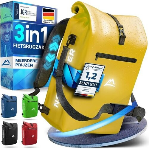 Tweedekans Nextcover® NIEUW 3in1 Fietstas voor Bagagedrager [Aquashield] - Bagagedragertas, Rugzak en Schoudertas [25 Liter] I Waterdichte Fietstas