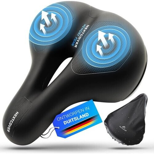 Tweedekans NEXTCOVER® NIEUW fietszadel heren en fietszadel dames met [Airflow] uitsparing voor maximaal rijcomfort - Ergonomisch traagschuim fietszadel met optimale luchtcirculatie - Inclusief zadelhoes waterdichte
