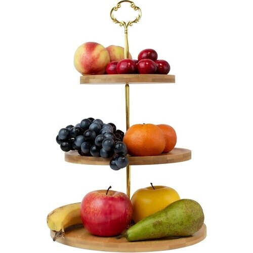 Tweedekans Nimma® Etagere - 3 Laags Serveertoren - Taartplateau voor High Tea - Fruitschaal - Bamboe Hout