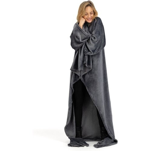 Tweedekans O'DADDY® Fleece deken - fleece plaid - fleece deken met mouwen - fleece deken 150 x 200 - fleece plaid 150x200 - super zacht - plaids met mouwen - grijs