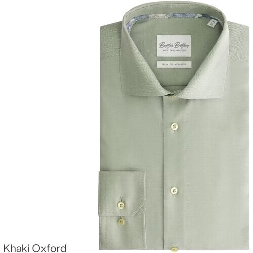 Tweedekans Oxford BBO34F110-2082-4134 Shirt LS Wide Spread Boston Brothers - Khaki - Maat 42