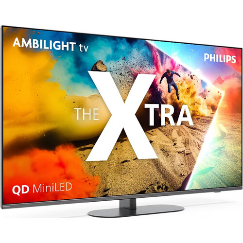 Tweedekans Philips 65" The Xtra 4K QD MiniLED TV – Voorzien Van Driezijdige Ambilight Plus En P5 AI Perfect Picture Engine En 144 Hz VRR – Voor Home Cinema En Gaming – Zwart – 145,1 x 90,6 x 28 cm