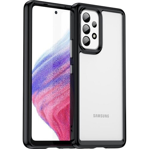 Tweedekans Podec Hoesje Geschikt voor Samsung Galaxy A53 Zwart en Transparant Telefoonhoesje - Anti-Shock Case Cover met 2x Screenprotector