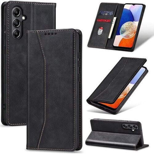 Tweedekans Podec Hoesje met Pasjeshouder geschikt voor Samsung Galaxy A14 Zwart Telefoonhoesje - Anti-Shock Bookcase Cover met 1x Screenprotector