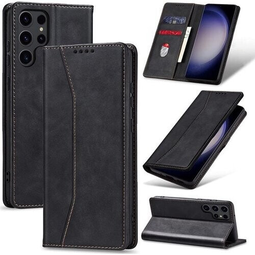 Tweedekans Podec Hoesje met Pasjeshouder geschikt voor Samsung Galaxy S23 Ultra Zwart Telefoonhoesje - Anti-Shock Bookcase Cover met 1x Screenprotector