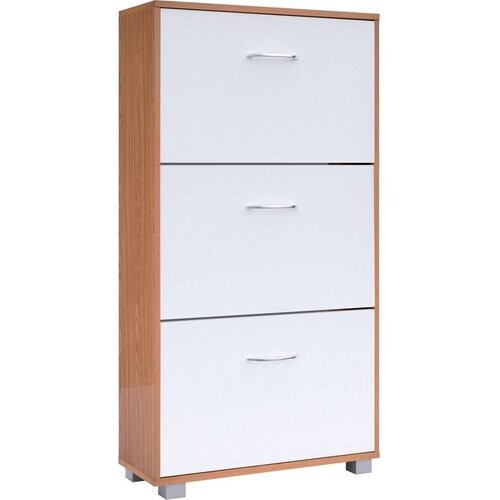 Tweedekans Schoenenkast – 3 Kleppen – 115x60x24cm – 18 Paar Beuken/Wit