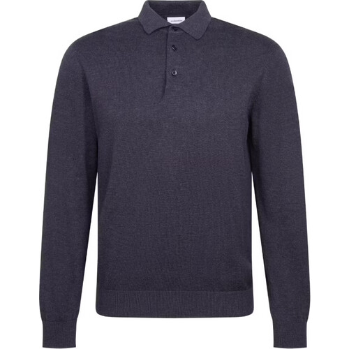 Tweedekans Seidensticker Gebreide Polo-Pullover Heren - Navy - Maat L - 100% Katoen