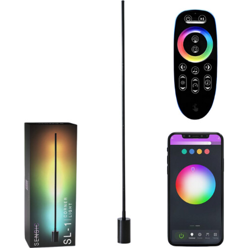 Tweedekans Sensic SL-1 Hoeklamp met Afstandsbediening - RGB & Wit Licht - Smart Vloerlamp - Staande Lamp - App Besturing - Zwart
