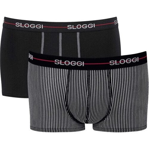 Tweedekans Sloggi Start Hipster heren slips 2-pack – zwart & zwart/wit gestreept – maat 2XL