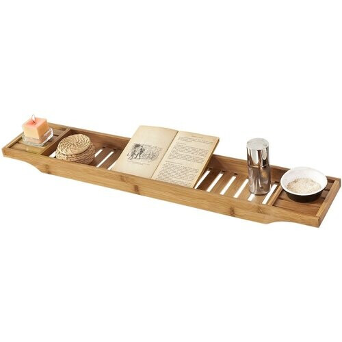 Tweedekans SoBuy Badplank van Bamboe – 80 cm – Massief Hout, Multifunctioneel voor Badkamer, Keuken of Woonkamer – Naturel