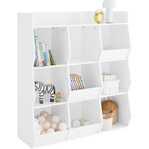 Tweedekans SoBuy Boekenkast voor kinderen, speelgoed, kinderen, met 9 vakken, meubels, opslag, speelgoed, rek, boekenkast, tijdschriftenrek, wit, 95 x 34 x 105 cm, KMB120-W