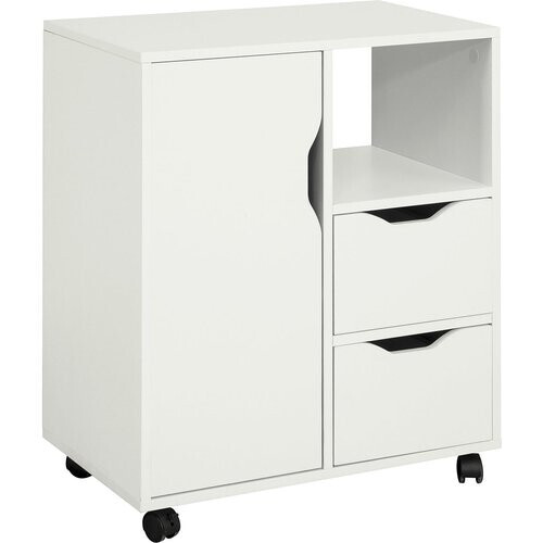 Tweedekans SoBuy Kantoorkastje - Printer standaard met Laden en Deur - Max. 50KG - 60 x 35 x 70 cm - Wit