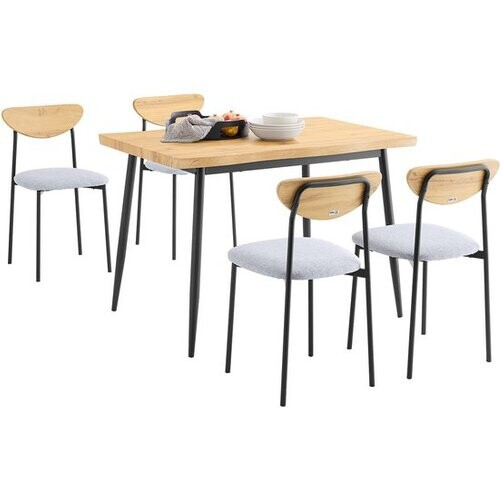 Tweedekans SoBuy OGT52-N Eettafelset 5-delig met Comfortabele Stoelen, Eettafel met 4 Stoelen, Compacte Keukentafel voor Kleine Ruimtes, Ideaal voor Eetkamer, Keuken, Woonkamer