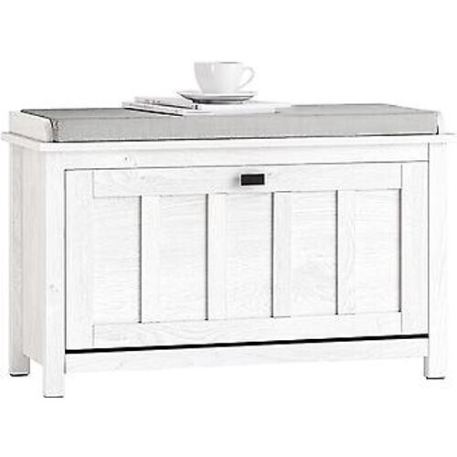 Tweedekans SoBuy - Schoenenkast met gestoffeerd zitvlak - 1 Lade -Landelijk - Max. 150 kg - 80 x 30 x 50 cm - Wit / Grijs