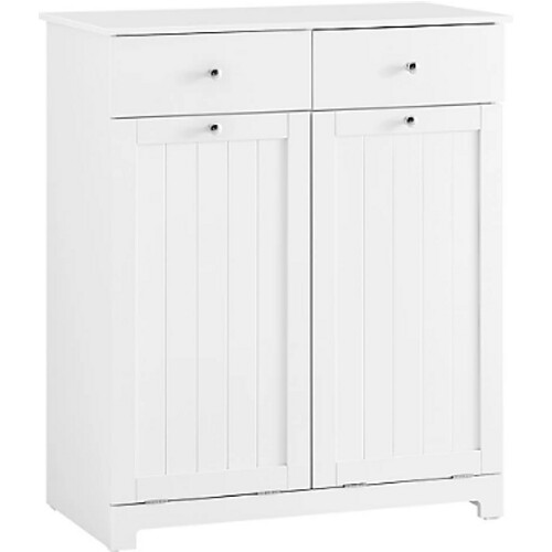 Tweedekans SoBuy Wasmandkast met 2 Waszakken en 2 Lades - 78x38,5x90,5cm - Wit