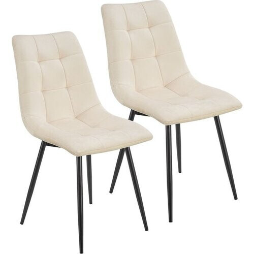 Tweedekans Stalen Eetkamerstoelen Blanca - Set van 2 - Beige - Fluweel