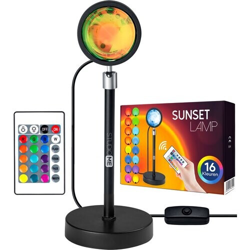 Tweedekans Studio ME Sunset Lamp - Sfeerlamp - 16 Kleuren - Sfeerverlichting Binnen - Galaxy Projector Lamp - Incl. Afstandsbediening - Tiktok Lamp - 360° Draaibaar - Projectorlampen