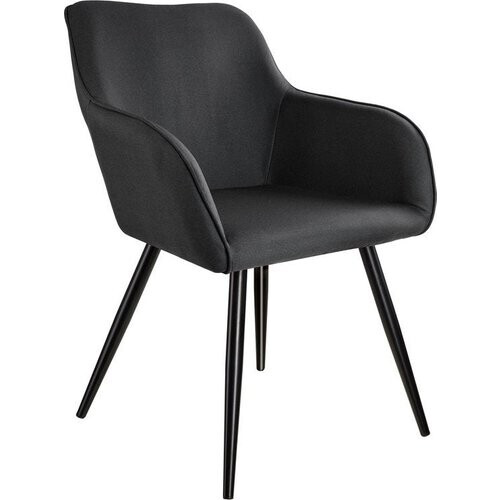 Tweedekans tectake® - Stoel Marilyn Linnen Look - eetkamerstoelen - kuipstoelen - zwart - 403671