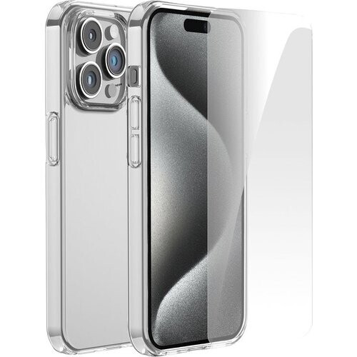 Tweedekans Telefoonhoesje Doorzichtig Geschikt voor Iphone 15 Pro Hoesje Transparant Met Screenprotector Beschermglas
