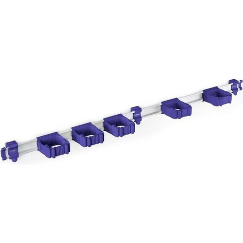 Tweedekans Toolflex Bezemhouder en Tuingereedschap Ophangsysteem - Geschikt voor Ø15-35 mm Gereedschappen - Aluminium rail - 94cm - Incl. 5 gereedschapshouders en montagemateriaal - Paars