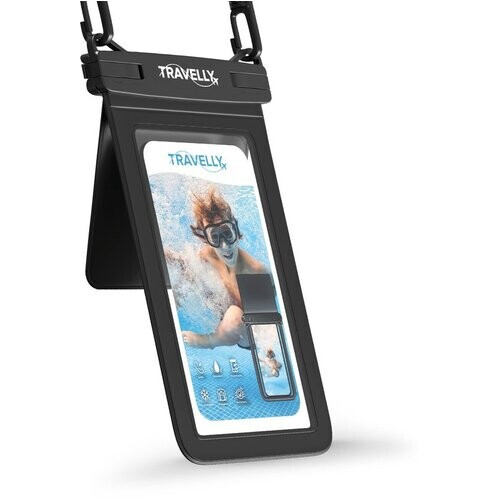 Tweedekans Travelly® Waterdicht Telefoonhoesje Met Extra Opberg Vakje – Universeel Onderwater Hoesje voor Smartphone – Geschikt voor alle telefoons – Drybag – Voor Vakantie, Zwemmen & Watersport – Zwart