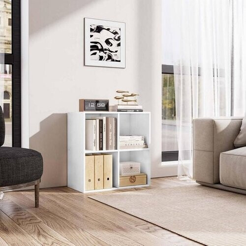 Tweedekans Vakkenkast boekenkast - 70 x 70 x 34 cm - 4 vakken - wit - multifunctioneel