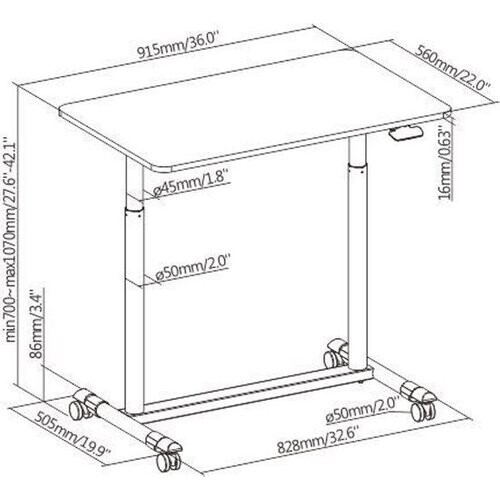 Tweedekans VDD Gaming - Bureau Tafel - Verstelbaar 91,5 cm x 56 cm - Zwart