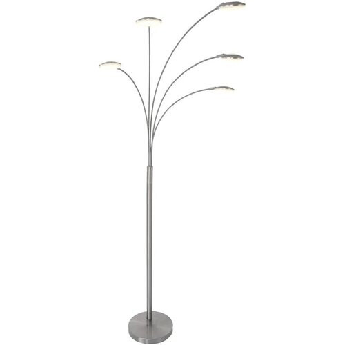 Tweedekans Vloerlamp Synna 1327ST – Draaibaar, dimbare LED booglamp van staal en glas, Modern design, Mexlite, met 5 lichtbronnen (4.5W) en snoer van 235 cm