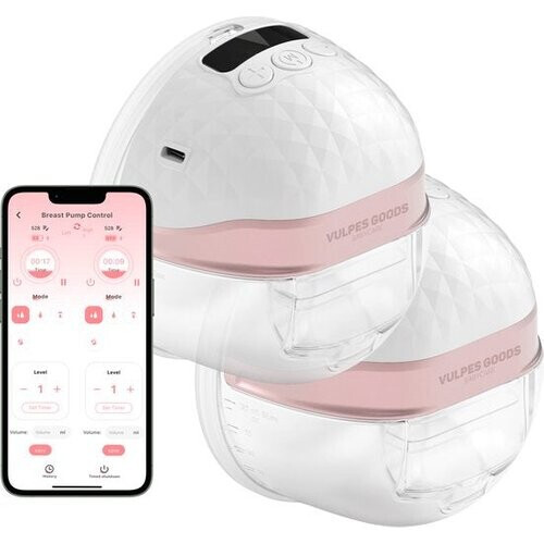 Tweedekans Vulpes Goods® BabyCare - Elektrische Draadloze Borstkolf PRO V2 – Handsfree – Draagbaar – APP Bedienbaar – BPA-Vrij – Inclusief Borstschildverkleiners, Bewaarzakjes & Reistas – 2 Stuks