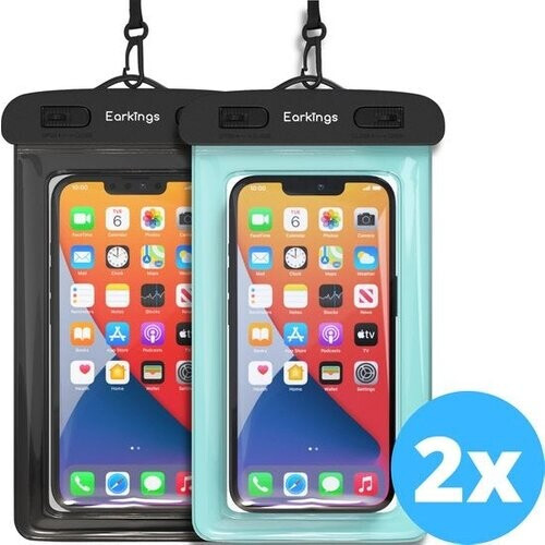 Tweedekans Waterdichte telefoonhoesjes - Drybag Set van 2 stuks - Onderwater Hoesje Telefoon voor Alle Telefoons - Waterdicht telefoonhoesje Earkings - Zwart & Blauw